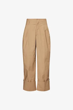 DARKPARK Womens Diana Pleated Wide-Leg Low-Rise Cotton Trousers 8
