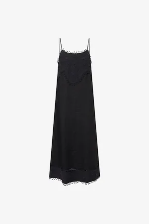 Skall Studio Womens Emmy Embroidered Linen Midi Dress 8