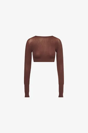 Alaïa Womens Second Skin Crop Stretch-Woven Top 8
