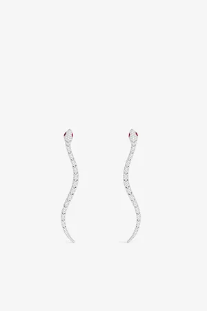 APM Monaco Womens Pavé Kaa Sterling- and Cubic Zirconia Drop Earrings