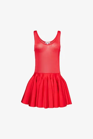 Alaïa Womens Godet Ruffled Knitted Mini Dress 6