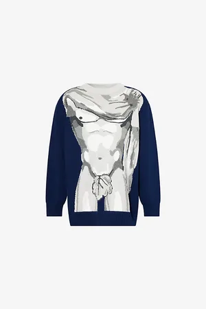 Charles Jeffrey Loverboy Mens Sexy Bust Embroidered Knitted Jumper S