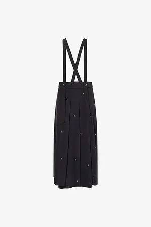 SONG FOR THE MUTE Womens Bead-Embellished Pleated Woven Midi Skirt 8