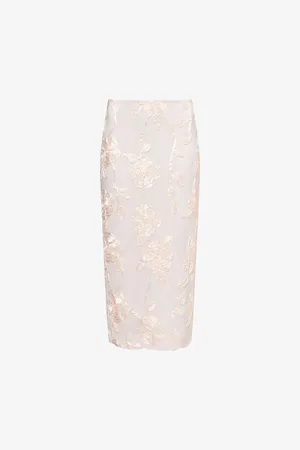ROTATE Womens 3D Floral-Embroidered Stretch-Mesh Midi Skirt 6