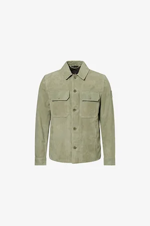 Belstaff Mens Waypoint Buttoned-Pockets Suede Overshirt S