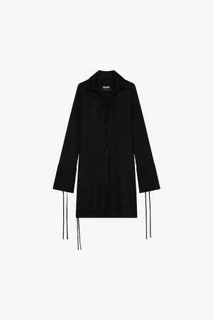 Zadig & Voltaire Womens Listya Lace-Up Stretch-Woven Mini Dress Xs