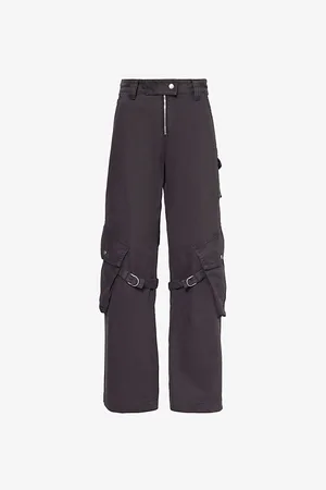 Acne Studios Womens Potina Wide-Leg High-Rise Cotton-Canvas Trousers 12