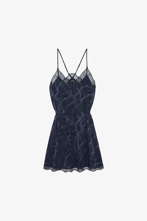 Zadig & Voltaire Womens Risty Lace-Trim Jacquard Silk Mini Dress Xs