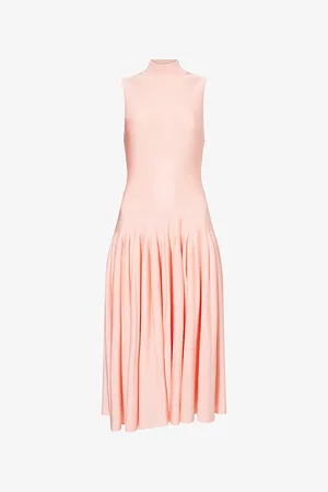 Alaïa Womens Godet Pleated Knitted Maxi Dress 6