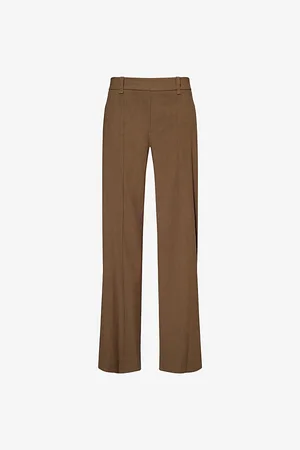 Vince Womens High-Rise Wide-Leg Linen-Blend Trousers S