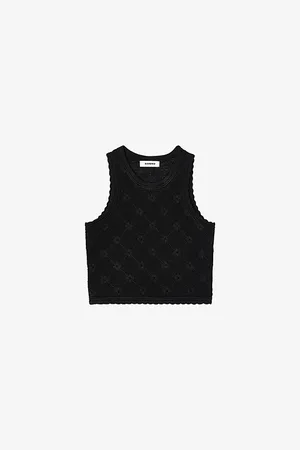 Sandro Womens Sleeveless Cropped Knitted Top 6