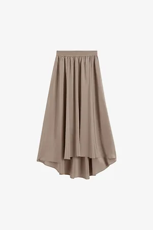 Joseph Womens Violet Elasticated-Waist Silk Midi Skirt 6