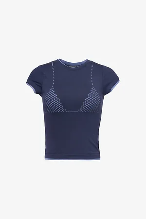Jaded London Womens Laser Cut Bra Round-Neck Stretch-Woven T-Shirt M