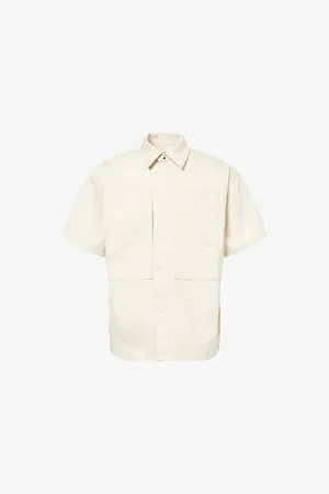 Jil Sander Mens Two-Patch-Pockets Relaxed-Fit Denim Shirt S