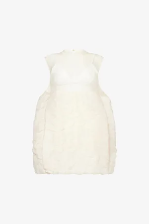 Khaite Womens Blair Sheer Silk-Linen Mini Dress S