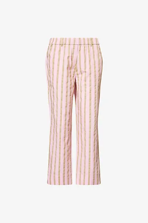 STINE GOYA Womens Stripe-Print Straight-Leg Jacquard Cotton Trousers Xs