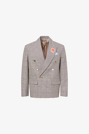 Charles Jeffrey Loverboy Mens Edinburgh Checked Double-Breasted Cotton Blazer M
