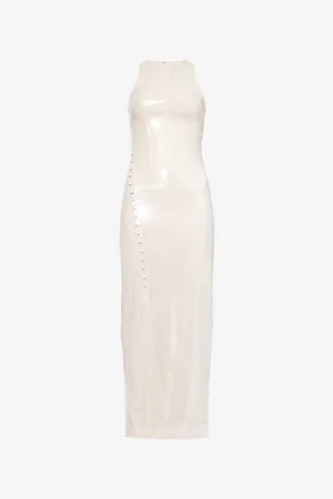 ROTATE Womens Round-Neck Buttoned Sequin Maxi Dress 8