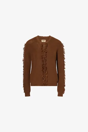 UMA WANG Womens Frayed Fringed Knitted Jumper S