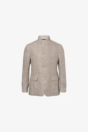 Dunhill Mens Checked Single-Breasted Cashmere Blazer 38R
