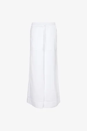 ME AND EM Womens Cheesecloth Lace-Trim Cotton Trousers 8