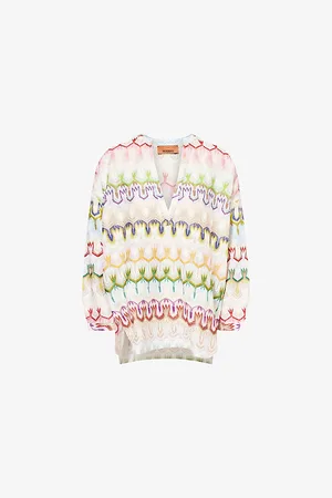 Missoni Womens Floral V-Neck Knitted Blouse S