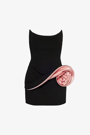 MAGDA BUTRYM Womens Rose-Appliqué Bustier Woven Mini Dress 10