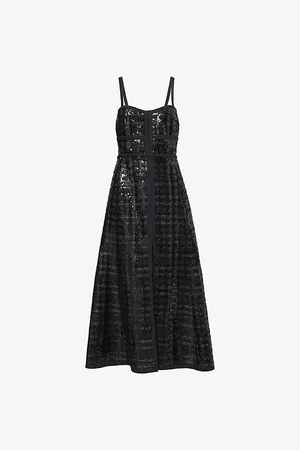 Giambattista Valli Womens Sequin-Embellished Shoulder-Straps Woven Midi Dress 10