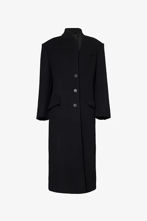 The Attico Womens Single-Breasted Flap-Pockets Relaxed-Fit Wool-Blend Coat 6