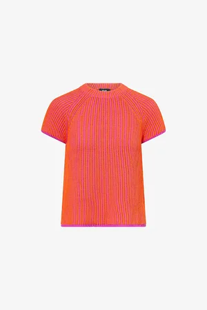 ME AND EM Womens Ribbed Round-Neck Knitted T-Shirt Xs