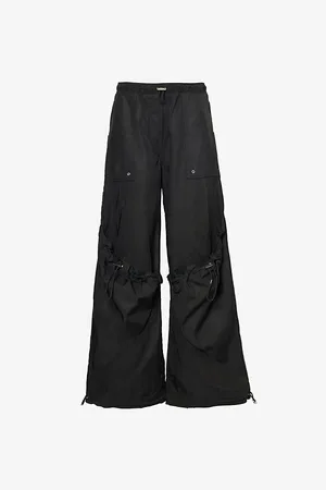 The Attico Womens Cuff Cargo-Pocket Wide-Leg Jersey Trousers 8