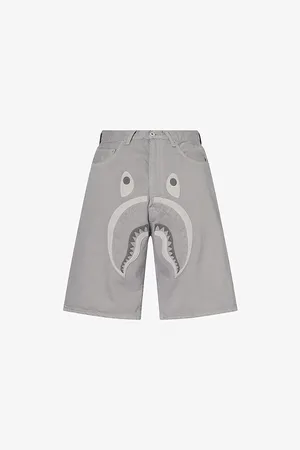 A Bathing Ape Mens Shark Embroidered Denim Shorts M