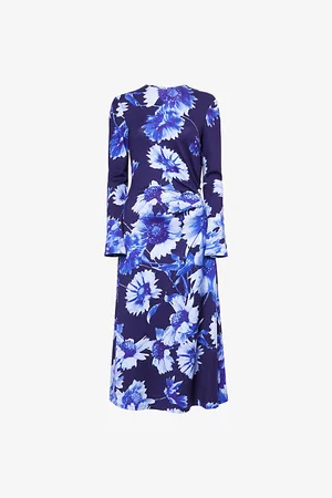 Erdem Womens Round-Neck Long-Sleeve Stretch-Woven Midi Dress 16