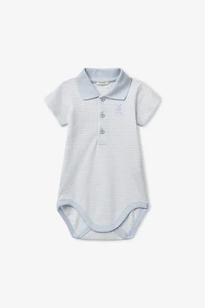 Benetton Striped Embroidered-Bunny Cotton Bodysuit 1-18 Months 3-6 Months