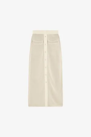 Joseph Womens Button-Front Cotton-Knit Maxi Skirt L