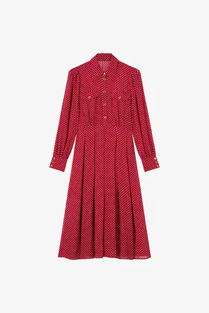 LK Bennett Womens Cody Polka-Dot Woven Midi Dress 10