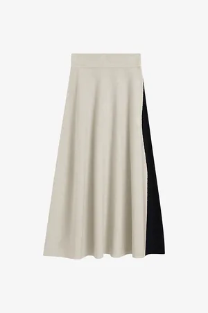 Joseph Womens Colour-Block Wool and Silk Maxi Skirt L