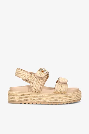 Steve Madden Womens Millo Double-Strap Flat Raffia Sandals Eur 37 / 4 Uk Women