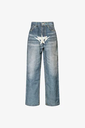A Bathing Ape Mens Fake Print Sta Relaxed-Fit Denim Jeans S