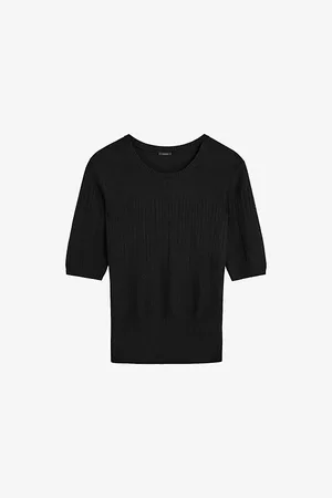 Joseph Womens Short-Sleeved Knitted Wool and Silk Top L