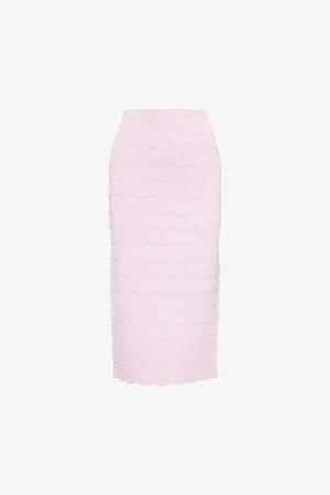 Hervé Léger Womens Eloise Scalloped Woven Midi Skirt M