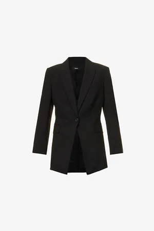 THEORY Womens Etiennette Single-Breasted Relaxed-Fit Wool-Blend Jacket 2