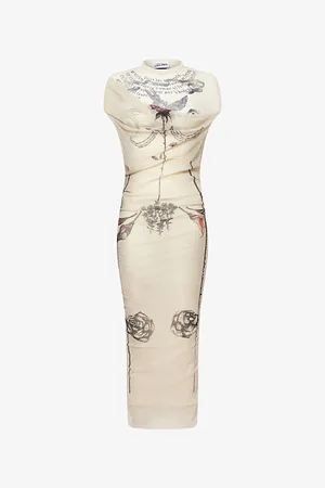 Jean Paul Gaultier Womens Graphic-Print Slim-Fit Woven Maxi Dress Xs