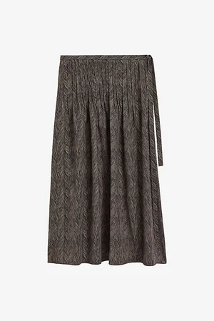 Joseph Womens Lavy Abstract-Pattern Silk Midi Skirt 8