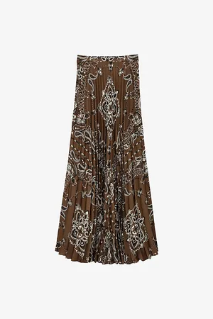 Sandro Womens Bandana-Pattern Pleated Woven Maxi Skirt 6