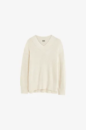 Joseph Womens V-Neck Ribbed Linen-Blend Jumper L