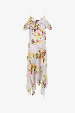 AllSaints Womens Grace Floral-Print Stretch-Woven Midi Dress 6