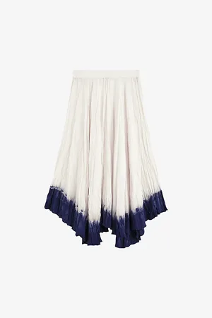 Joseph Womens Crinkled Silk and Cotton Midi Skirt L