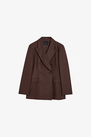 Joseph Womens Valery Double-Breasted Silk and Cotton Blazer 6