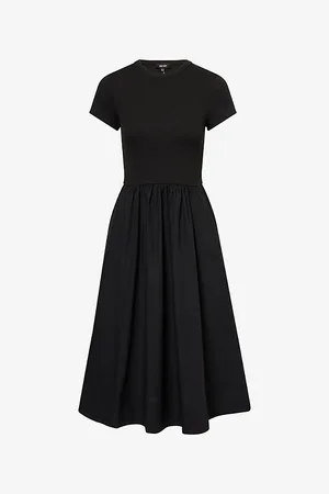 ME AND EM Womens Ribbed-Top Stretch-Cotton Jersey Midi Dress 4